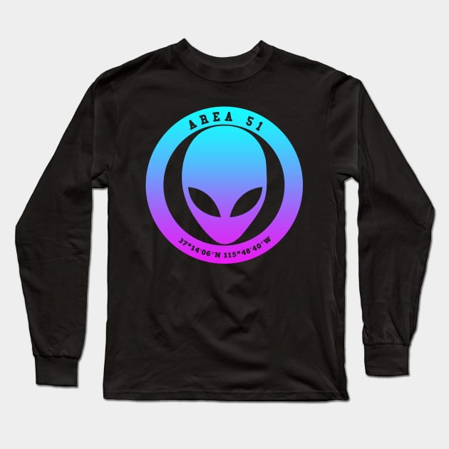 Area 51 Neon Alien Long Sleeve T-Shirt by jamboi